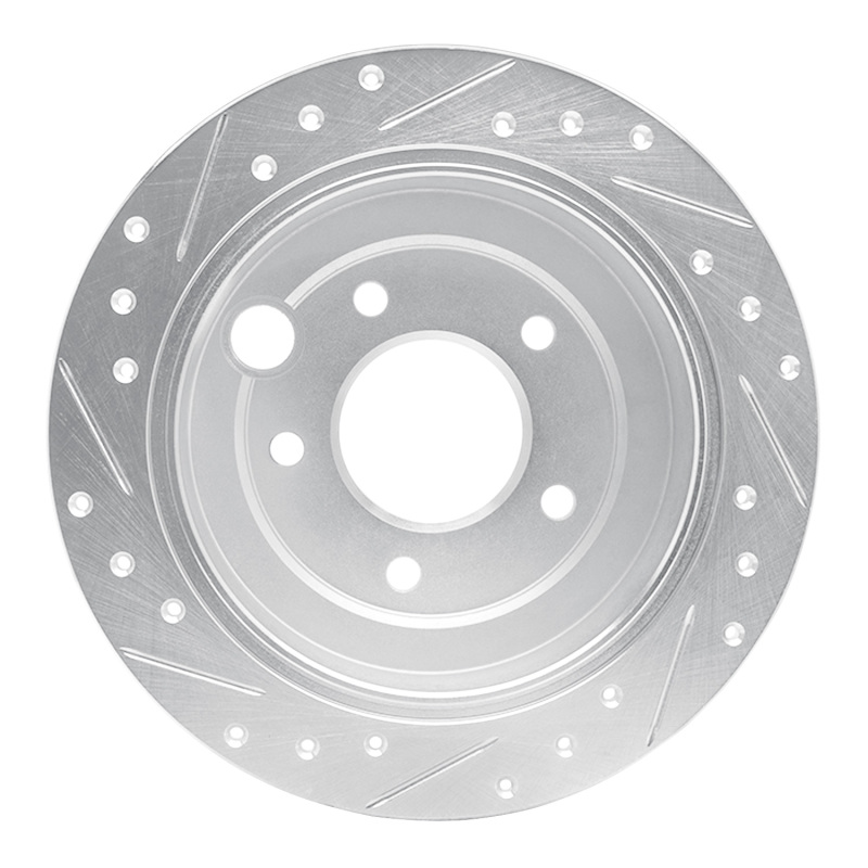 Mazda Millenia Brake Rotor (1) - Rear Right - R1 Concepts - Drilled & Slotted - Silver - `95-`02